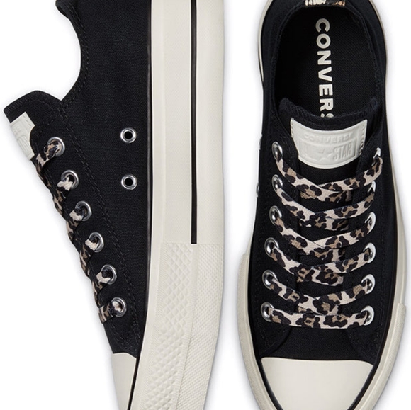 Converse -BNIB - Women's Chuck Taylor All Star Lift Low Top Black/ Fawn Leopard. - Picture 4 of 5